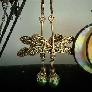 Anthropologie Dragonfly Gem Earrings